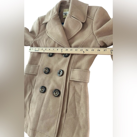 Fossil Tan Peacoat Wool Blend Size XS "50% Modern 50% Vintage" Button Closure - Picture 11 of 13